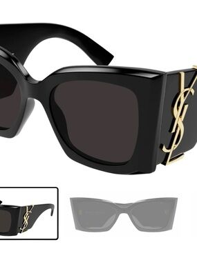 Saint Laurent Black Cat-Eye Sunglasses with Gold YSL Accent